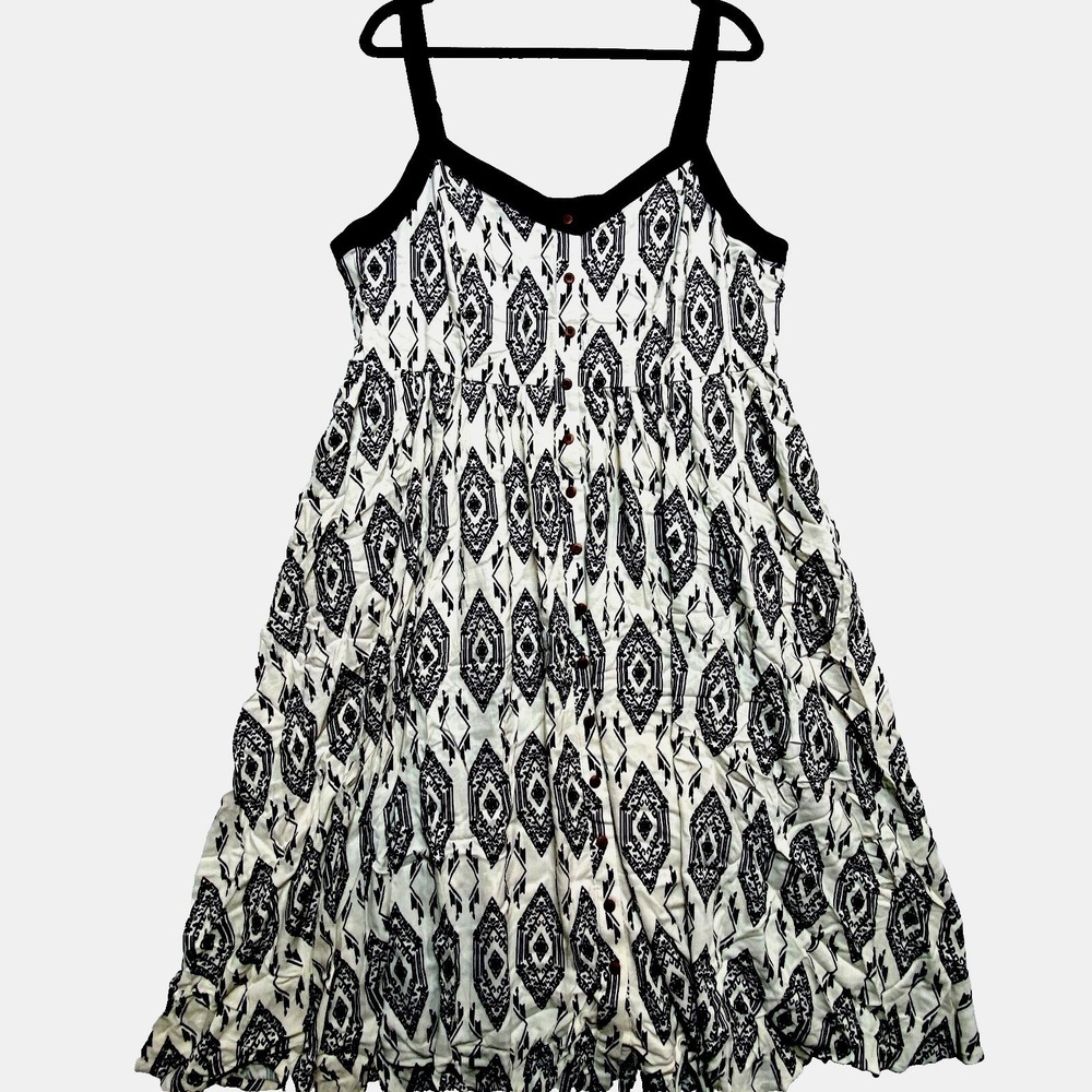 Torrid Dress Womens 2X Ivory Button Front Sundress $99 Midi Rayon Slub